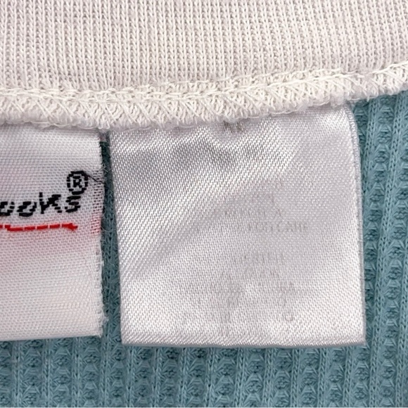 XL Vintage 90s Blue Waffle Knit Thermal Top Floral Long Sleeve Bobbie Brooks - Picture 12 of 13